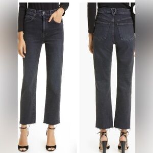 High-Rise Straight Jeans in Black Wash - Veronica Beard